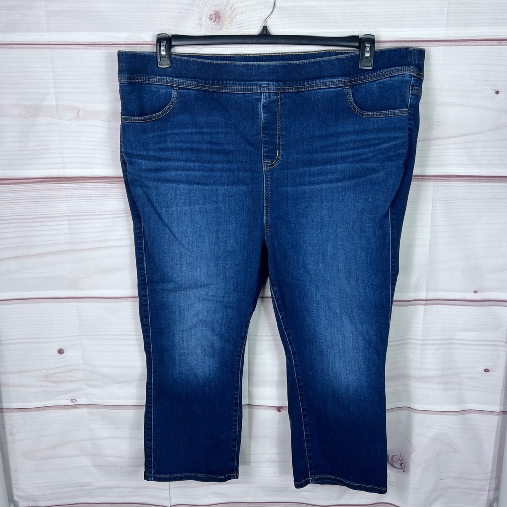 Torrid Jeans Womens 4 4X Blue Crop Lean Super Soft High Rise Dark Wash Pull On